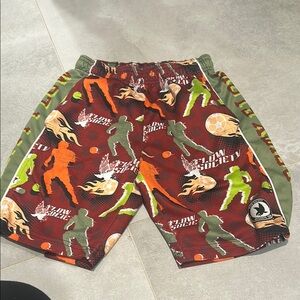 Red and Green Camouflage Athletic Shorts